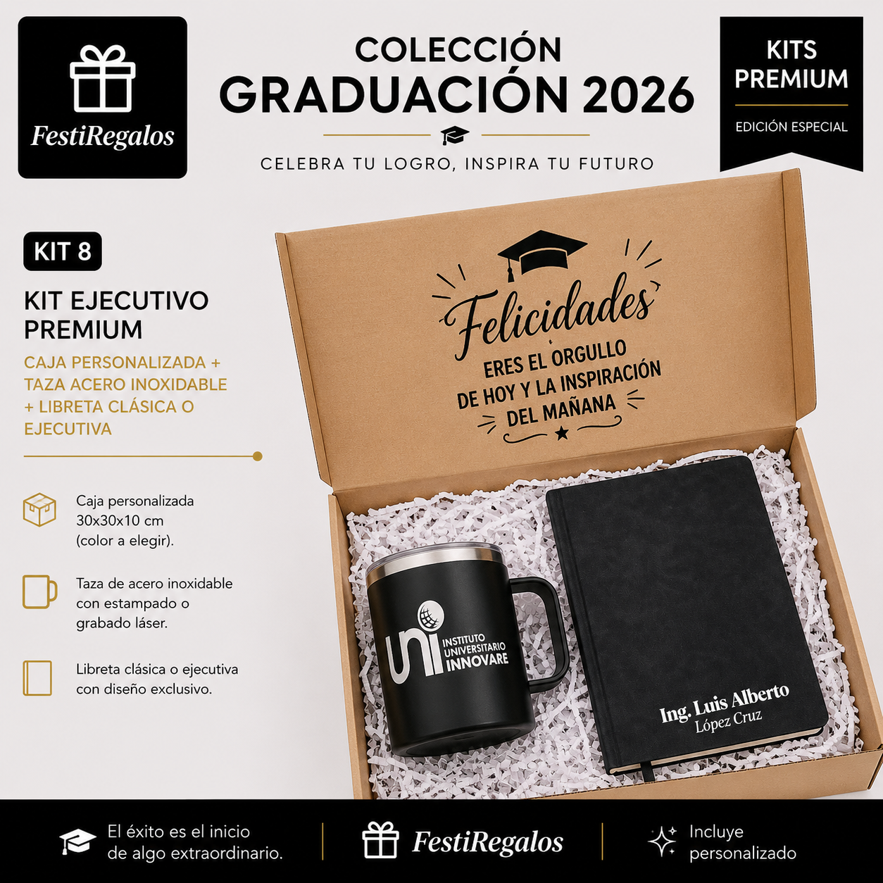 Kit Taza Acero + Libreta